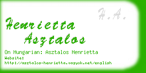 henrietta asztalos business card